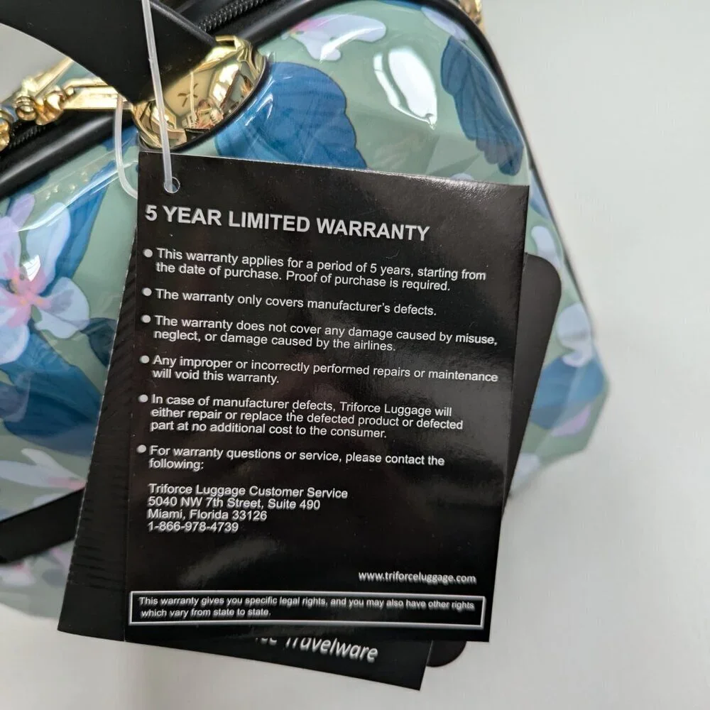 NWT Triforce Firenze Collection Travel Beauty Case Hard Shell Green Floral